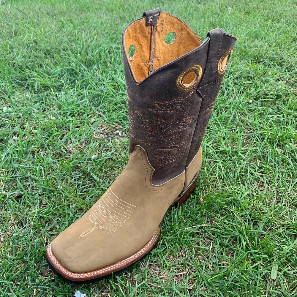 Men’s Western Cowboy Rodeo Texas Style boots Light Brown Leather Handmade 900 - Picture 2 of 7